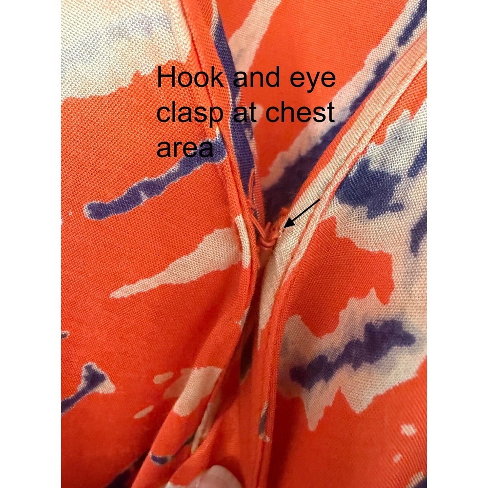 Urban Outfitters Orange Abstract Tie Dye Sleeveless Wrap Mini Dress Size Small - Picture 5 of 8